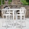 Flash Furniture Commercial Grade 30" Round Metal Indoor-Outdoor Bar Table Set With 4 Vertical Slat Back Stools