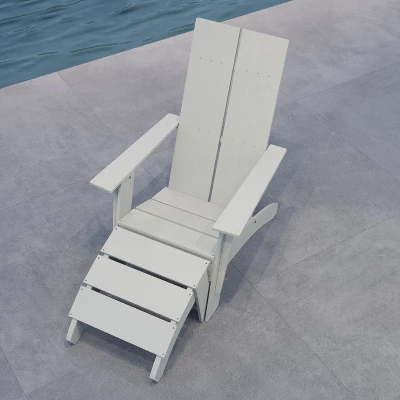 Merrick Lane Modern All-Weather Poly Resin Wood Adirondack Ottoman Foot Rest 5 Merrick Lane Modern All-Weather Poly Resin Wood Adirondack Ottoman Foot Rest - Image 5