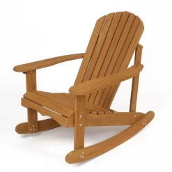 LuxenHome Natural Brown Wood Outdoor Adirondack Rocking Chair -Outdoor Comfort Deals Store GUEST 3a1c5d4b b148 4549 85c2 126050c543d2