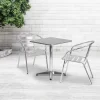 Emma And Oliver 23.5" Square Aluminum Table Set With 2 Slat Back Chairs