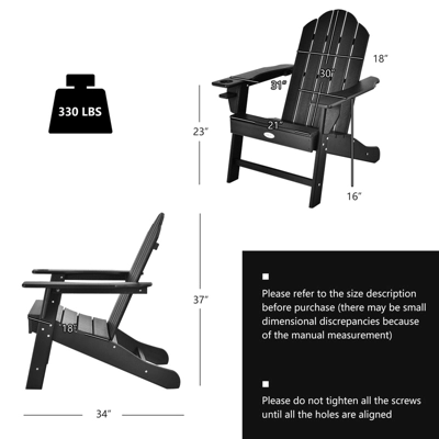 Tangkula 2PCS Adirondack Chair Outdoor With Cup Holde Weather Resistant Lounger Chair For Backyard Garden Patio And Deck Black/Grey/Turquoise/White 7 Tangkula 2PCS Adirondack Chair Outdoor With Cup Holde Weather Resistant Lounger Chair For Backyard Garden Patio And Deck Black/Grey/Turquoise/White - Image 7
