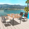 Costway 7PCS Patio Wicker Dining Set Cushion Acacia Wood Armrests Table With Umbrella Hole