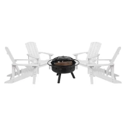 Emma And Oliver Five Piece Hartford Camping Set With Two Faux Wood Adirondack Chairs And Star And Moon Fire Pit With Mesh Cover -Outdoor Comfort Deals Store GUEST 3b8b9c48 3d62 45b3 87c9 4a9f523e26e5 2
