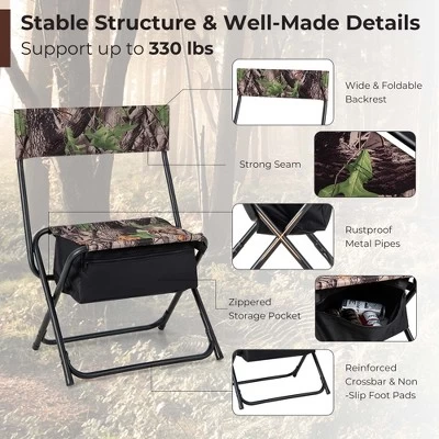 Costway Folding Hunting Chair Foldable Portable Fishing Stool With Storage Pocket 7 Costway Folding Hunting Chair Foldable Portable Fishing Stool With Storage Pocket - Image 7
