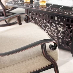 5pc Set With 48" Rectangle Outdoor Aluminum Fire Table & Four Swivel Rocking Chairs & Wind Blocker - Oakland Living -Outdoor Comfort Deals Store GUEST 3cecf141 3e69 4547 8920 55e9858cf759