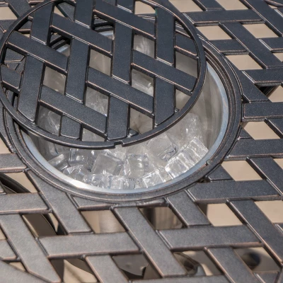 Ava 3pc Aluminum And Wicker Bistro Set With Ice Bucket -Brown /Shiny Copper- Christopher Knight Home 2 Ava 3pc Aluminum And Wicker Bistro Set With Ice Bucket -Brown /Shiny Copper- Christopher Knight Home - Image 2