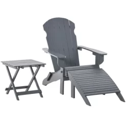 Outsunny 3-Piece Folding Adirondack Chair Set With Ottoman And Side Table, Outdoor Wooden Accent Furniture Fire Pit Lounge Chairs For Patio -Outdoor Comfort Deals Store GUEST 3d9d3234 6670 4403 be3d d8138901e42a