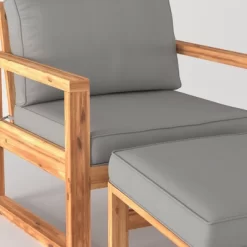 Galia 2pc Square Leg Acacia Wood Chair And Ottoman With Cushions - Brown - Saracina Home -Outdoor Comfort Deals Store GUEST 3de53d41 3e21 483c b5fd dd00d2e5b95e