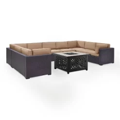 Biscayne 6pc Outdoor Wicker Sectional Set With Fire Table - Mocha - Crosley -Outdoor Comfort Deals Store GUEST 3e37213e 033e 4198 8a81 e41586029ae1