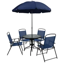Flash Furniture Nantucket 6 Piece Patio Garden Set With Table, Umbrella And 4 Folding Chairs -Outdoor Comfort Deals Store GUEST 3f38ae40 c61e 4ec8 885e d9f5f08a322e