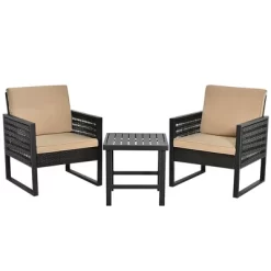 Costway 3PCS Patio Rattan Bistro Furniture Set Cushioned Sofa Chair Coffee Table Garden -Outdoor Comfort Deals Store GUEST 3f9a29ed b72a 4c54 baf0 b705c43525d6