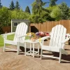 Tangkula Patio 3PCS Adirondack Chair Side Table Set Outdoor Chair Set With End Table Weather Resistant Cup Holder For Backyard Garden White