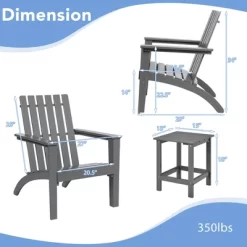 Costway 3PCS Patio Adirondack Chair Side Table Set Solid Wood Garden Deck Grey -Outdoor Comfort Deals Store GUEST 4025850a 7f80 4024 9977 9668e1219919