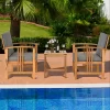 Costway 3PCS Solid Wood Patio Furniture Set Table&Chairs Grey Cushion