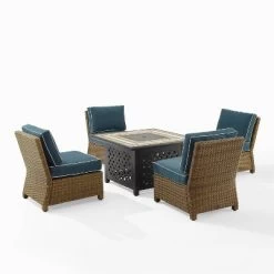 Bradenton 5pc Outdoor Wicker Armless Chair & Fire Table Set - Crosley -Outdoor Comfort Deals Store GUEST 41232331 c25f 470f 9399 c6751a3a6e5b