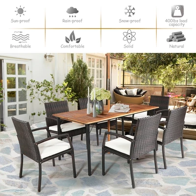 Costway 7PCS Patio Rattan Dining Set Table Top W/Umbrella Hole 6 Costway 7PCS Patio Rattan Dining Set Table Top W/Umbrella Hole - Image 6