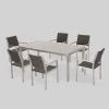 Cape Coral 7pc Aluminum & Wicker Glass Outdoor Patio Dining Set - Silver/Gray - Christopher Knight Home