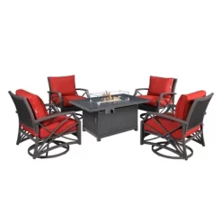 Kinger Home Novi 5-Piece Rattan Wicker Propane Fire Pit Set With An Aluminum Frame -Outdoor Comfort Deals Store GUEST 42b11eb8 6657 4cac 9619 9524fbaef6f6