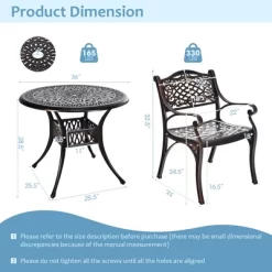 Costway 3 PCS Patio Dining Bistro Set Cast Aluminum Round Patio Table W/Chairs -Outdoor Comfort Deals Store GUEST 42d4d84a 856c 47e5 9be8 c1bee1a1510f
