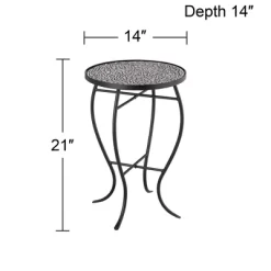 Teal Island Designs Modern Black Round Outdoor Accent Side Table 14" Wide Free-Form Mosaic Tabletop For Front Porch Patio Home House Balcony -Outdoor Comfort Deals Store GUEST 444eea14 8f49 494f b4c6 d1f88799a656