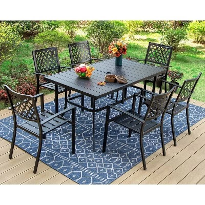 2pk Outdoor Steel Stackable Dining Chairs - Captiva Designs 8 2pk Outdoor Steel Stackable Dining Chairs - Captiva Designs - Image 8