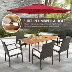 Costway Patio Rectangular Acacia Wood Dining Table With 1.9''Umbrella Hole Indoor&Outdoor 14 Costway Patio Rectangular Acacia Wood Dining Table With 1.9''Umbrella Hole Indoor&Outdoor -Outdoor Comfort Deals Store GUEST 48522aed 3bd2 4204 a58e bb540a64dc08