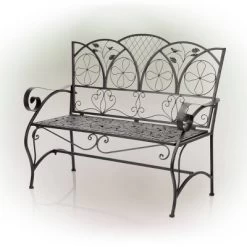 38" X 45" Iron Birds And Leaves Outdoor Garden Bench Brown - Alpine Corporation -Outdoor Comfort Deals Store GUEST 4853b1b4 6b0c 4716 a2bf 6c1bdc139402
