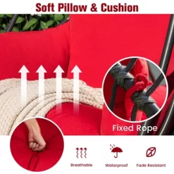 Costway Hanging Folding Egg Chair With Stand Soft Cushion Pillow Swing Hammock TurquoiseGreyRed -Outdoor Comfort Deals Store GUEST 4a0c57a1 9baa 43bf bc13 7631bef4e282