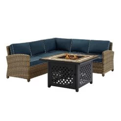 Bradenton 4pc Outdoor Wicker Sectional Set With Fire Table - Crosley -Outdoor Comfort Deals Store GUEST 4a395d3a 16cc 44c3 9db2 581bf8455927