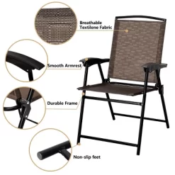 Costway 3PC Bistro Patio Garden Furniture Set 2 Folding Chairs Glass Table Top Steel -Outdoor Comfort Deals Store GUEST 4a64f840 0745 474e a7e9 5911297c30ad