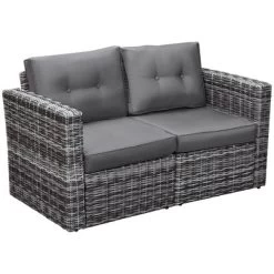 Outsunny 2 Piece Patio Wicker Corner Sofa Set, Outdoor PE Rattan Furniture, With Curved Armrests And Padded Cushions For Balcony, Garden, Or Lawn, Lawn -Outdoor Comfort Deals Store GUEST 4ac86a2e 7eb0 4545 b4af 513e054d3653