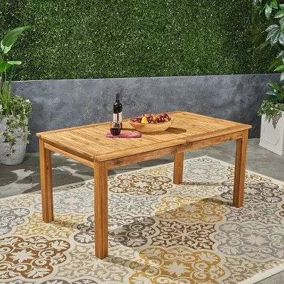 Nestor Acacia Wood Rectangle Expandable Dining Table - Natural - Christopher Knight Home 1 Nestor Acacia Wood Rectangle Expandable Dining Table - Natural - Christopher Knight Home