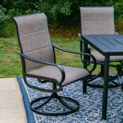 7pc Outdoor Dining Set With Padded Swivel Chairs & Metal Rectangle Table With Umbrella Hole - Gray - Captiva Hole -Outdoor Comfort Deals Store GUEST 4b71440d fa28 4830 9c65 4da4bac0a481