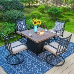 5pc Outdoor Set With Swivel Chairs & 34" Propane Fire Pit Table - Captiva Designs -Outdoor Comfort Deals Store GUEST 4c0a770f 6a1a 4415 aca1 7862daa68483