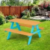 Kids' Outdoor Wood Rectangle Picnic Table - Turquoise - Teamson Kids