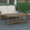 Emma And Oliver All-Weather Polyresin Two Tiered Adirondack Style Coffee Table With Slatted Top