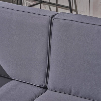 Malawi 10pc Acacia UShaped Sectional Sofa Set With Fire Pit Gray/Dark Gray - Christopher Knight Home 2 Malawi 10pc Acacia UShaped Sectional Sofa Set With Fire Pit Gray/Dark Gray - Christopher Knight Home - Image 2