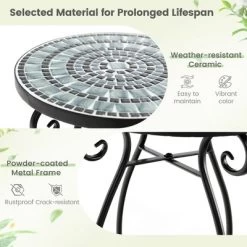 Costway Mosaic Outdoor Round End Table With Weather Resistant Ceramic Tile Tabletop -Outdoor Comfort Deals Store GUEST 4dcacd00 6415 42cb b28e 59dab8d4c3b8