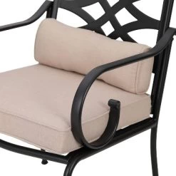 7pc Outdoor Dining Set With 6 Chairs With Seat & Back Cushions & Metal Rectangle Table With Umbrella Hole - Captiva Designs -Outdoor Comfort Deals Store GUEST 4e0e2187 05d3 4abe 9579 cbbedc843448