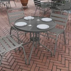 Flash Furniture Bellamy 31.5'' Silver Round Tempered Glass Metal Table -Outdoor Comfort Deals Store GUEST 4e394a24 df59 4f0c ad13 dd3fec6efa04