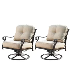 5pc Outdoor Dining Set With 44" Round Fire Table, 4 Deep Seating Swivel Rocking Chairs & Table Fabric Covers - Tan/Copper - Oakland Living -Outdoor Comfort Deals Store GUEST 4ead8e26 39f7 424a ad5c 8be87a8ca392 2