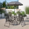 Flash Furniture Nantucket 6 Piece Patio Garden Set With Table, Umbrella And 4 Folding Chairs