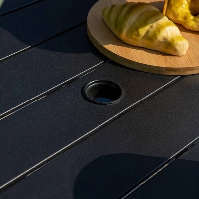 Patio Set With Steel Table With 1.57" Umbrella Hole & 360 Swivel Sling Arm Chairs - Captiva Designs 9 Patio Set With Steel Table With 1.57" Umbrella Hole & 360 Swivel Sling Arm Chairs - Captiva Designs - Image 9