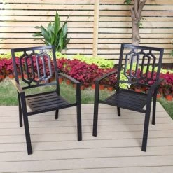 7pc Patio Dining Set With 59"x35" Steel Rectangle Table With 2.6" Umbrella Hole & 6 Steel Arm Chairs - Black - Captiva Designs 12 7pc Patio Dining Set With 59"x35" Steel Rectangle Table With 2.6" Umbrella Hole & 6 Steel Arm Chairs - Black - Captiva Designs -Outdoor Comfort Deals Store GUEST 5041de4d 54dd 43d9 acc0 23d33b6e8b0c