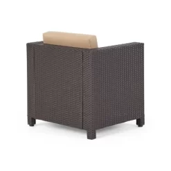 Puerta 5pc All-Weather Wicker Patio Club Chairs With Firepit Brown/Gray - Christopher Knight Home -Outdoor Comfort Deals Store GUEST 505893f8 9a58 46e4 9c53 538671f70e37