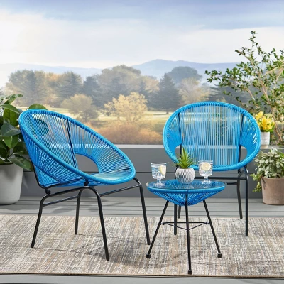Nusa 3pc Faux Rattan Chat Set - Christopher Knight Home 6 Nusa 3pc Faux Rattan Chat Set - Christopher Knight Home - Image 6