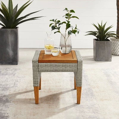 Capella Outdoor Wicker Side Table - Gray - Crosley 2 Capella Outdoor Wicker Side Table - Gray - Crosley - Image 2