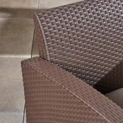 Bedrock 3pc Faux Wicker Chat Set With Fire Pit - Brown/Beige - Christopher Knight Home -Outdoor Comfort Deals Store GUEST 536d4507 3d82 4ac3 a67a 8fc6c87797fb