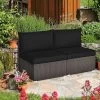 Tangkula 2PCS Patio Sectional Armless Sofas Outdoor Rattan Furniture Set W/ Cushions Black