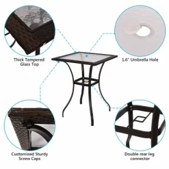 Outdoor Patio Rattan Wicker Bar Square Table Glass Top Yard Garden Furniture NEW -Outdoor Comfort Deals Store GUEST 54765719 a1df 4bf3 9097 aeabbf76c49b